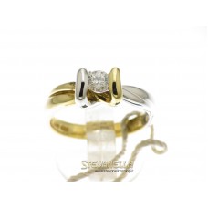 Salvini anello solitario oro giallo e bianco con diamanti ct.0,24 ref. n52477